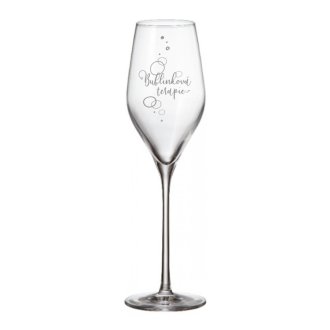 SKLENICE NA SEKT S NÁPISEM “BUBLINKOVÁ TERAPIE”