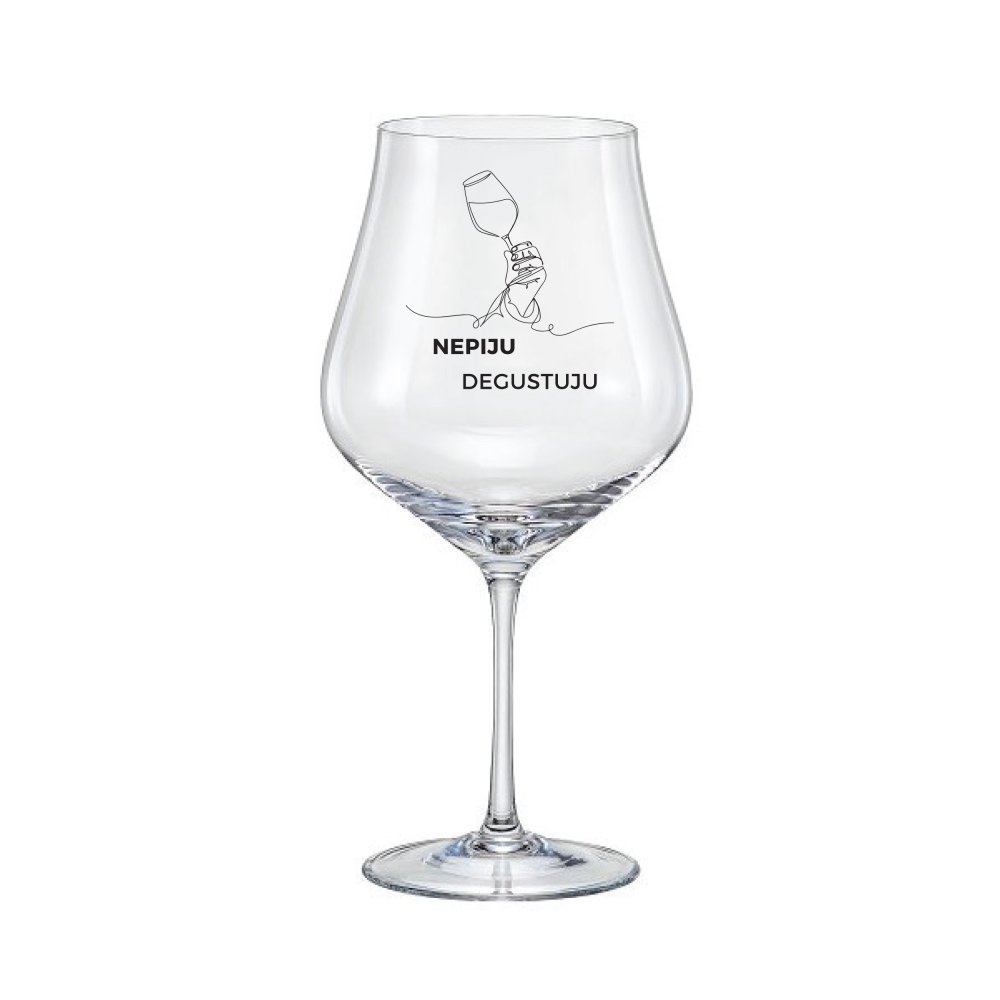 SKLENICE NA VÍNO S NÁPISEM “NEPIJU, DEGUSTUJU”