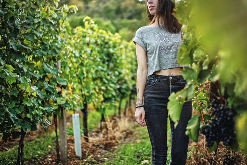 DÁMSKÝ CROP TOP S KRÁTKÝM RUKÁVEM S ORIGINÁLNÍM NÁPISEM MILUJU PÁLAVU