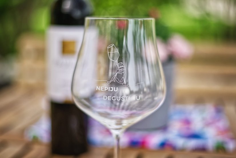 SKLENICE NA VÍNO S NÁPISEM “NEPIJU, DEGUSTUJU”